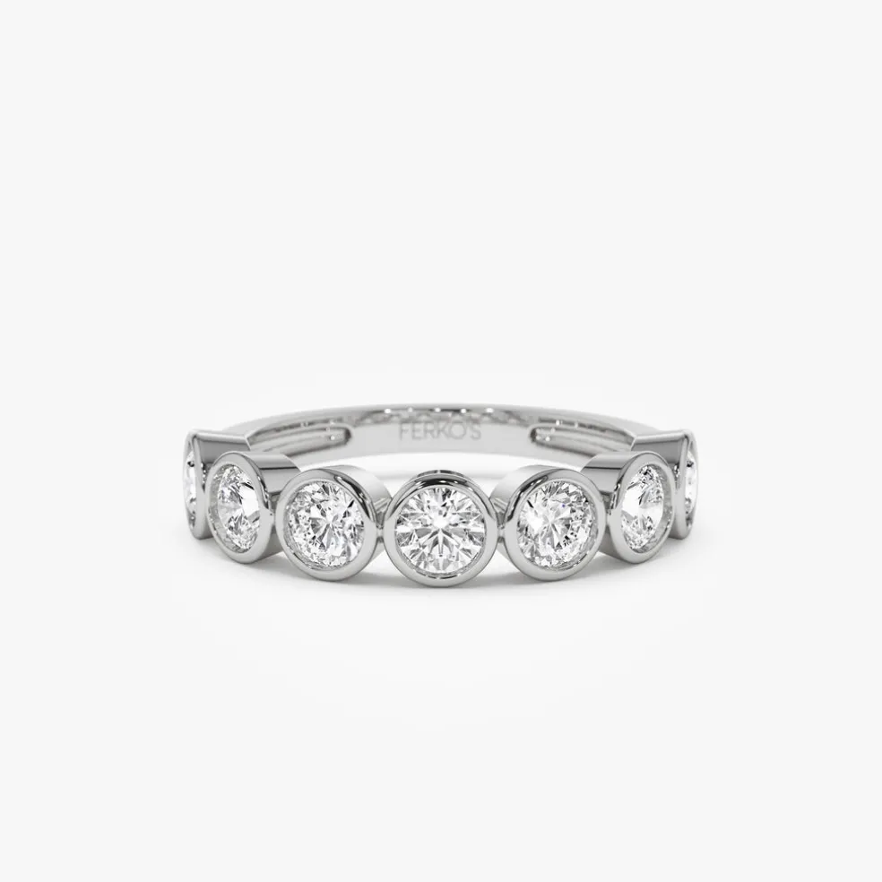 1.45 ctw 14k Bezel Setting Seven Stone Round Lab Grown Diamond Ring - Mila