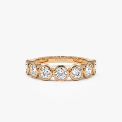 1.45 ctw 14k Bezel Setting Seven Stone Round Lab Grown Diamond Ring - Mila