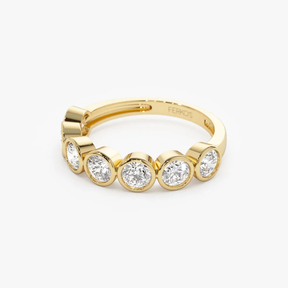 1.45 ctw 14k Bezel Setting Seven Stone Round Lab Grown Diamond Ring - Mila