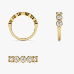 1.45 ctw 14k Bezel Setting Seven Stone Round Lab Grown Diamond Ring - Mila