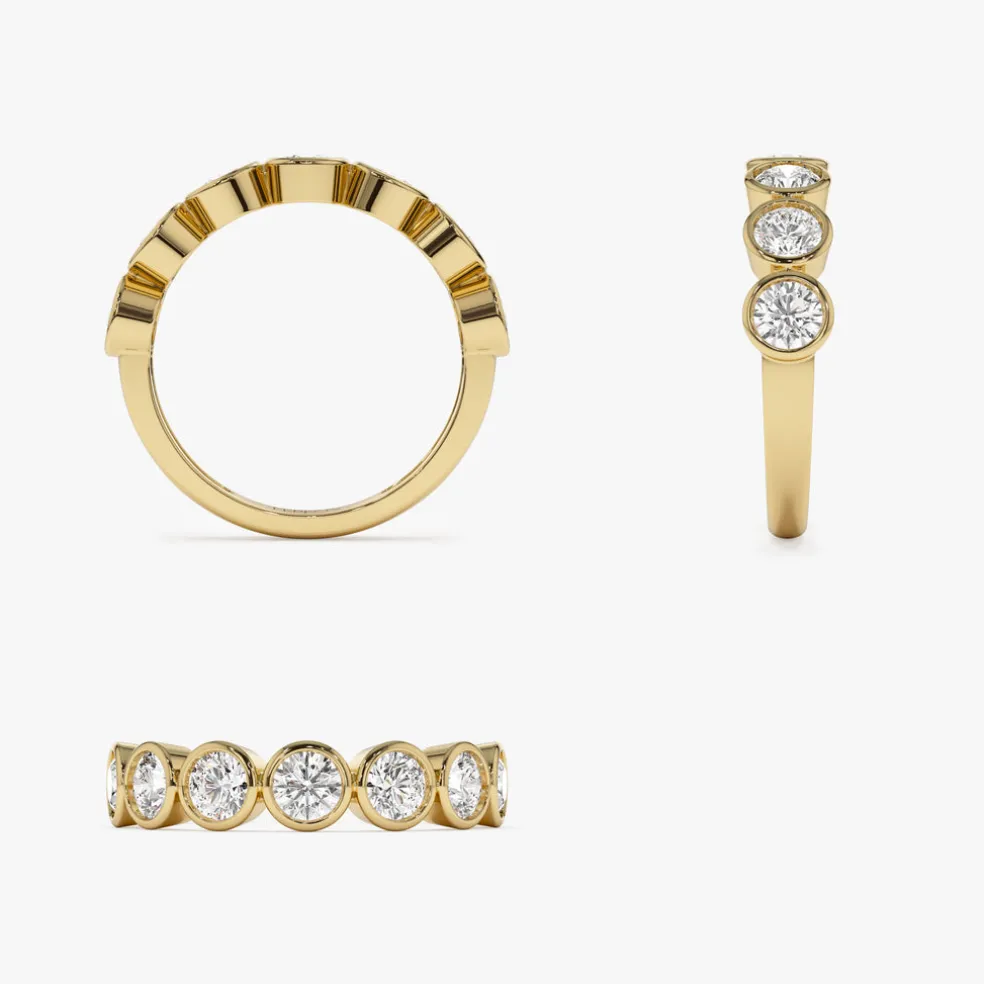 1.45 ctw 14k Bezel Setting Seven Stone Round Lab Grown Diamond Ring - Mila
