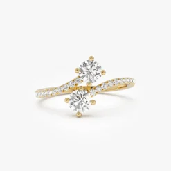 0.80 ctw 14k Bypass Round Shaped Lab Grown Diamond Ring - Elsie