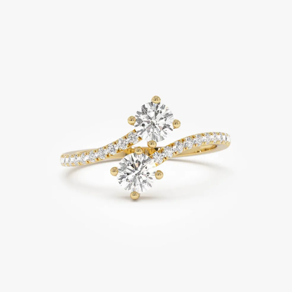 0.80 ctw 14k Bypass Round Shaped Lab Grown Diamond Ring - Elsie