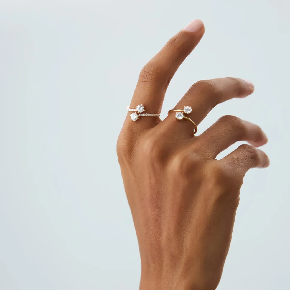 0.80 ctw 14k Bypass Round Shaped Lab Grown Diamond Ring - Elsie