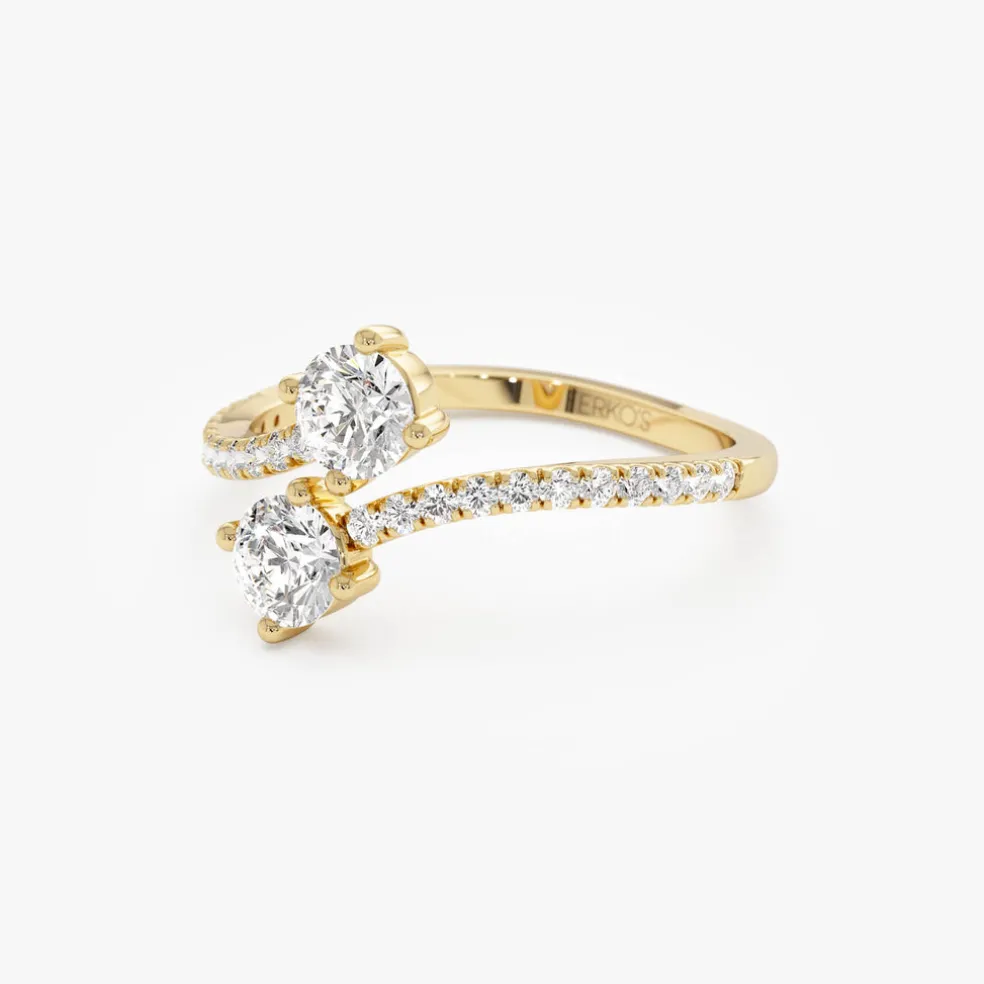 0.80 ctw 14k Bypass Round Shaped Lab Grown Diamond Ring - Elsie