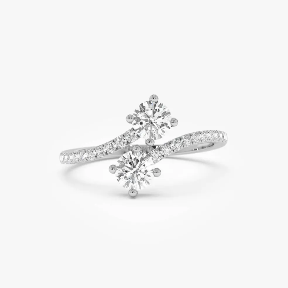 0.80 ctw 14k Bypass Round Shaped Lab Grown Diamond Ring - Elsie