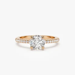 1.15 ctw 14k Classic Basket Setting Lab Grown Round Diamond Engagement Ring - Violet