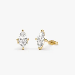 1.00 ctw 14k Classic Four Prong Marquise Shape Lab Grown Diamond Studs - Leah