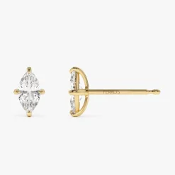 1.00 ctw 14k Classic Four Prong Marquise Shape Lab Grown Diamond Studs - Leah