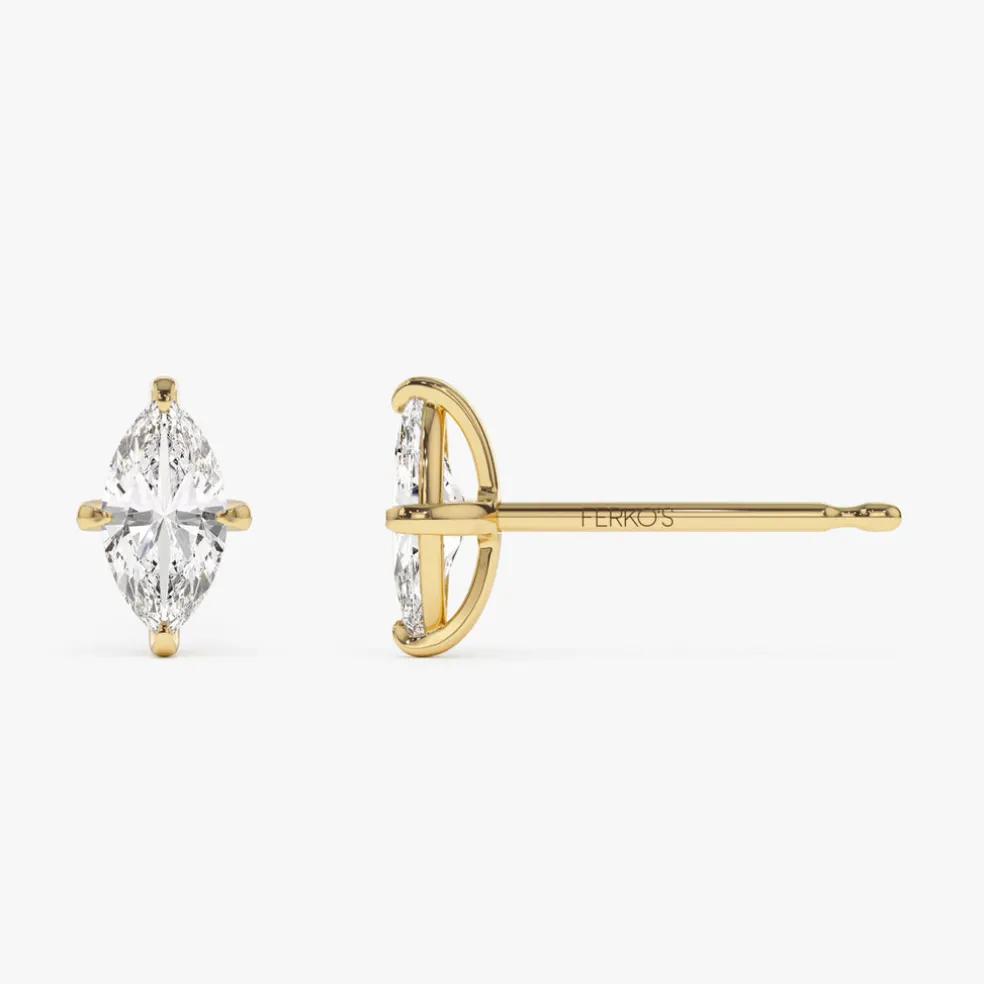 1.00 ctw 14k Classic Four Prong Marquise Shape Lab Grown Diamond Studs - Leah