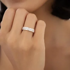 1.25 ctw 14k Double Row Half Bezel Lab Grown Diamond Ring - Sadie