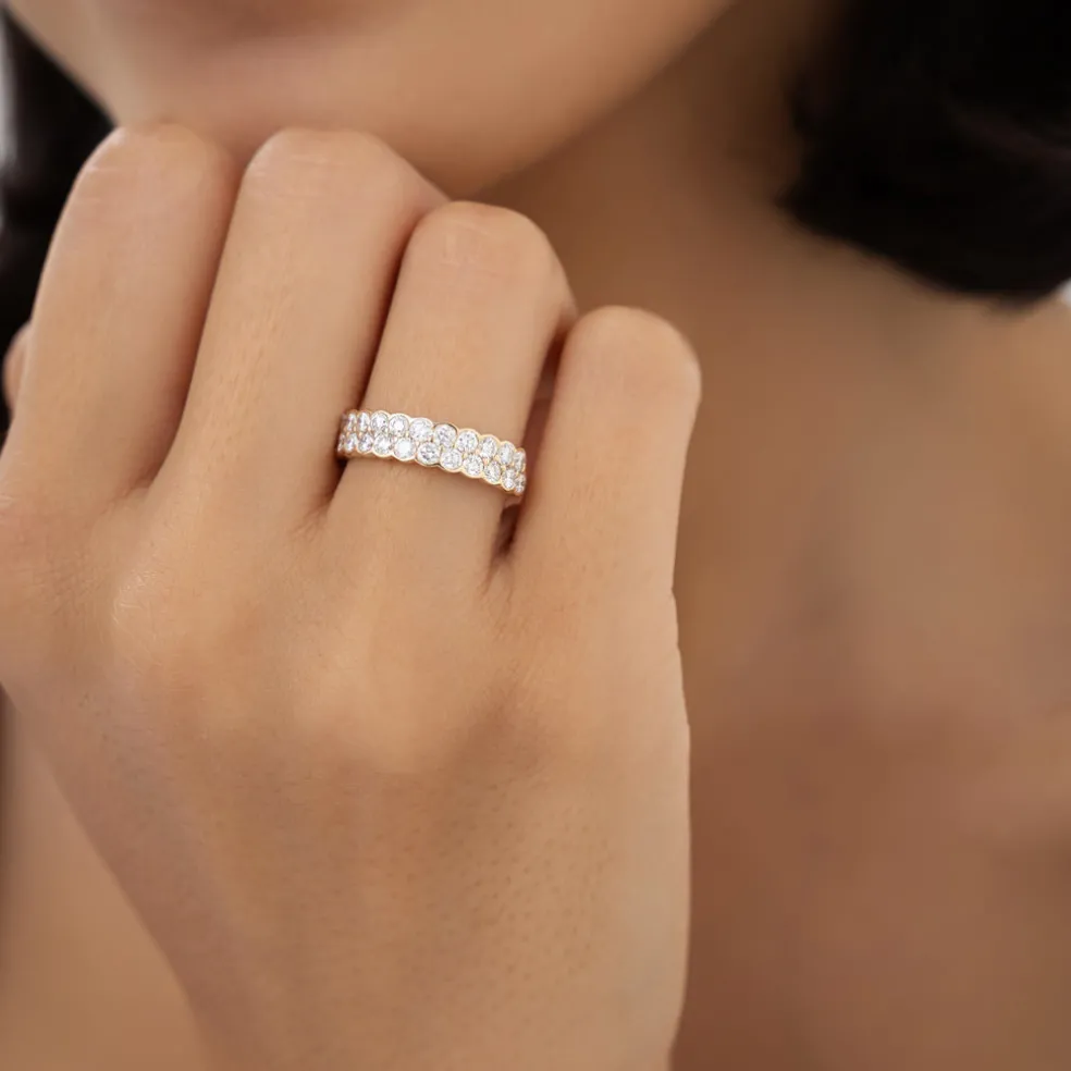 1.25 ctw 14k Double Row Half Bezel Lab Grown Diamond Ring - Sadie
