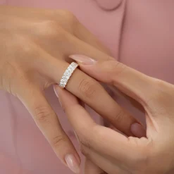 1.25 ctw 14k Double Row Half Bezel Lab Grown Diamond Ring - Sadie