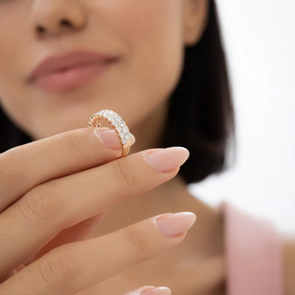 1.25 ctw 14k Double Row Half Bezel Lab Grown Diamond Ring - Sadie