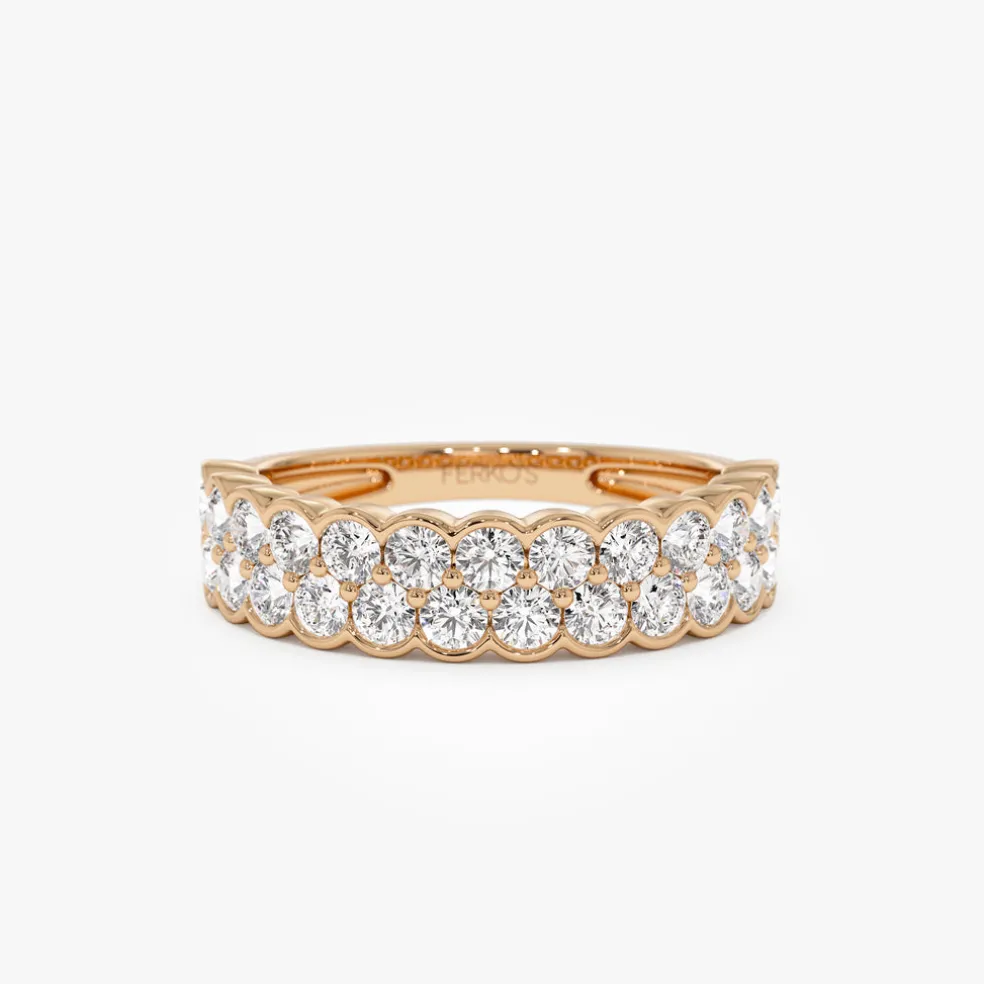 1.25 ctw 14k Double Row Half Bezel Lab Grown Diamond Ring - Sadie
