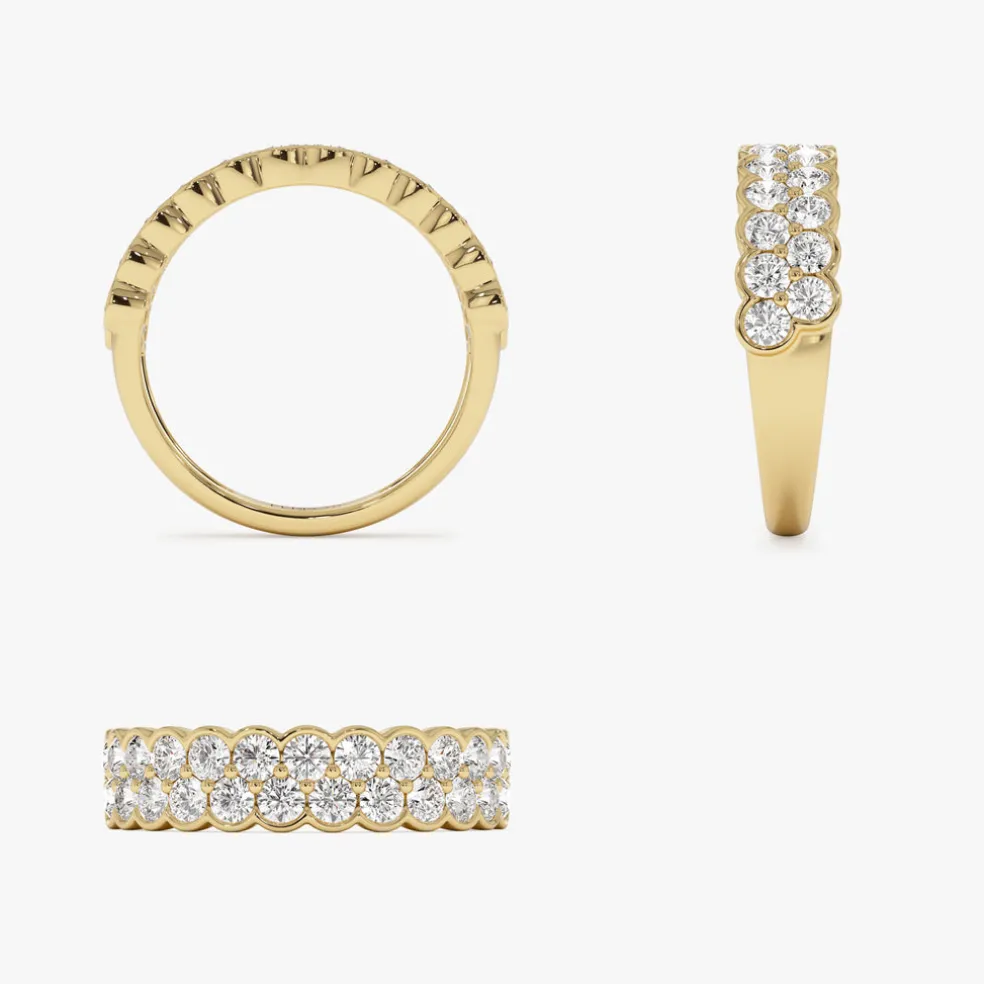 1.25 ctw 14k Double Row Half Bezel Lab Grown Diamond Ring - Sadie