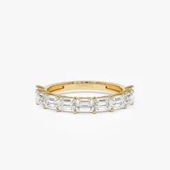 1.70 ctw 14k East West Prong Setting Nine Stone Emerald Cut Lab Grown Diamond Wedding Ring - Haley
