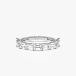 1.70 ctw 14k East West Prong Setting Nine Stone Emerald Cut Lab Grown Diamond Wedding Ring - Haley