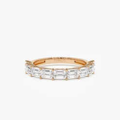 1.70 ctw 14k East West Prong Setting Nine Stone Emerald Cut Lab Grown Diamond Wedding Ring - Haley