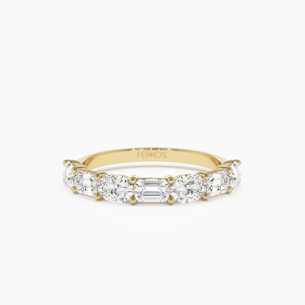 1.30 ctw 14k East West Prong Setting Seven Stone Oval & Emerald Cut Lab Grown Diamond Ring - Jayleen