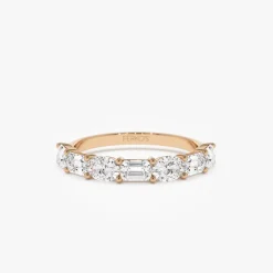 1.30 ctw 14k East West Prong Setting Seven Stone Oval & Emerald Cut Lab Grown Diamond Ring - Jayleen