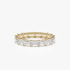 3.25 ctw 14k East West Prong Setting Full Eternity Emerald Cut Lab Grown Diamond Ring - Nia