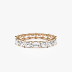 3.25 ctw 14k East West Prong Setting Full Eternity Emerald Cut Lab Grown Diamond Ring - Nia