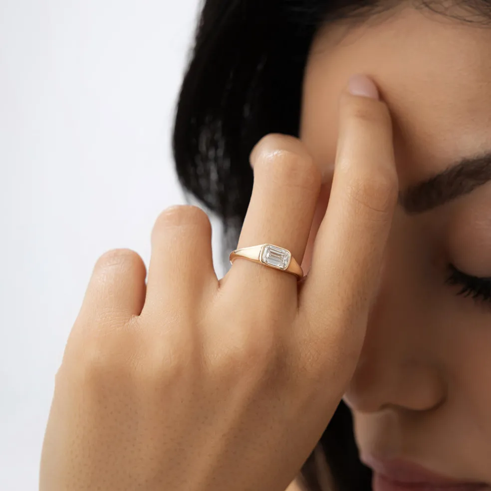 1.00 ctw 14k Emerald Cut Lab Grown Diamond Ring - Remi