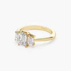 1.50 ctw 14k Emerald Cut Lab-Grown Diamond Three Stone Engagement Ring - Julie