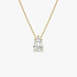 1.25 ctw 14k Five Prong Pear Shaped Lab Grown Diamond Necklace - Gianna