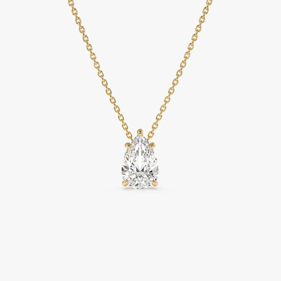 1.25 ctw 14k Five Prong Pear Shaped Lab Grown Diamond Necklace - Gianna