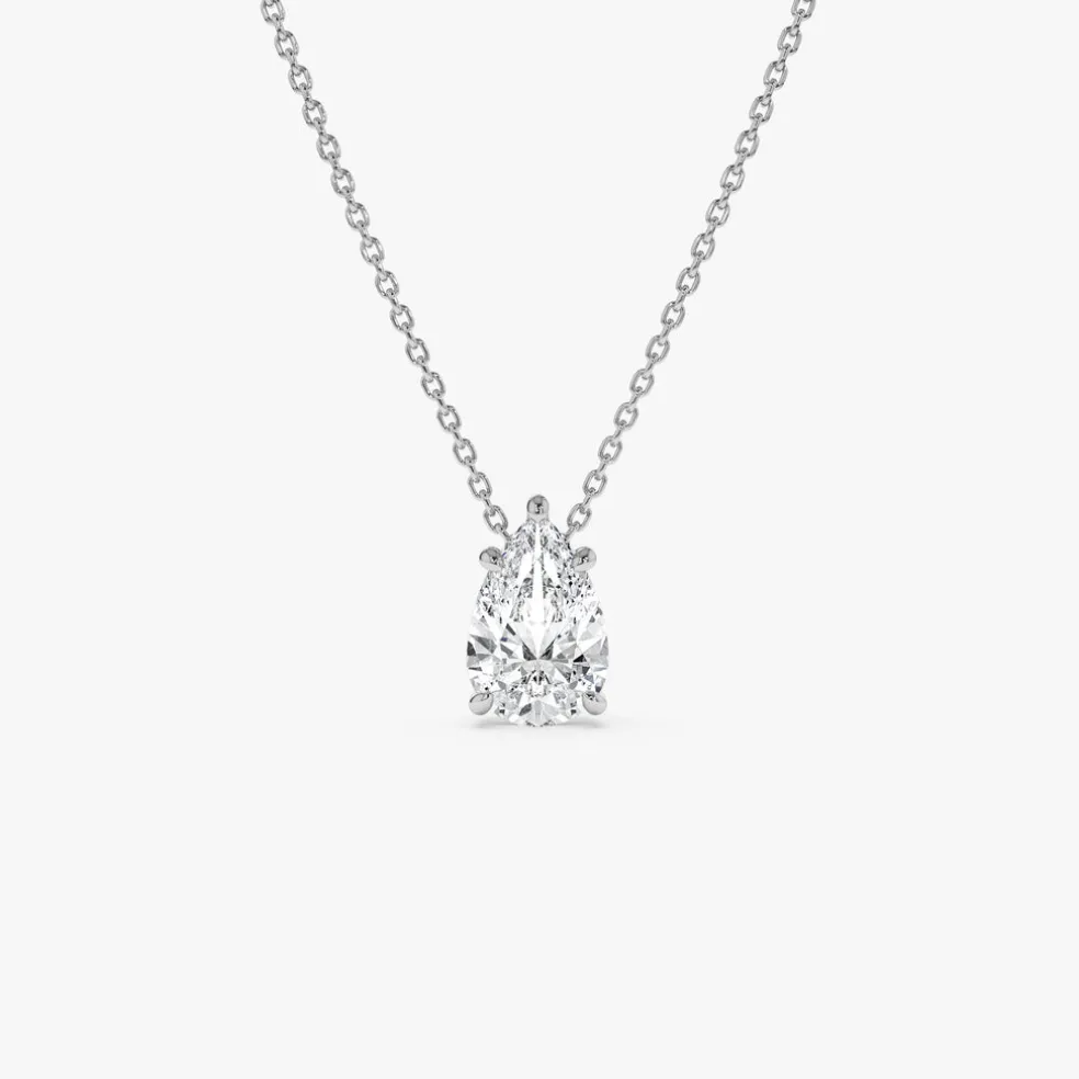 1.25 ctw 14k Five Prong Pear Shaped Lab Grown Diamond Necklace - Gianna