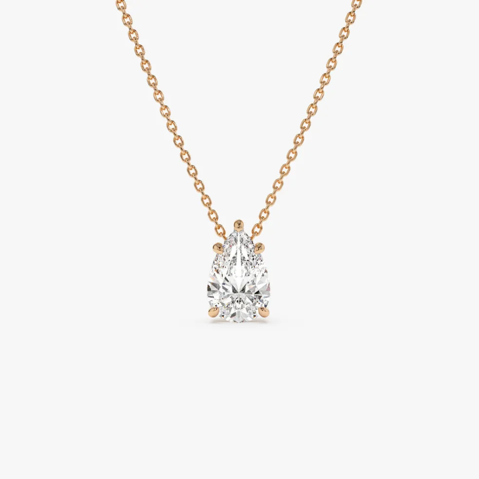 1.25 ctw 14k Five Prong Pear Shaped Lab Grown Diamond Necklace - Gianna