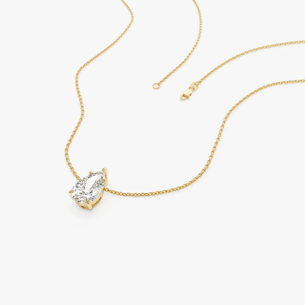 1.25 ctw 14k Five Prong Pear Shaped Lab Grown Diamond Necklace - Gianna