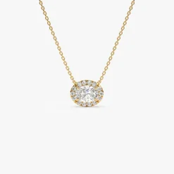 0.90 ctw 14K Halo Setting Oval Cut Lab Grown Diamond Necklace - Amy