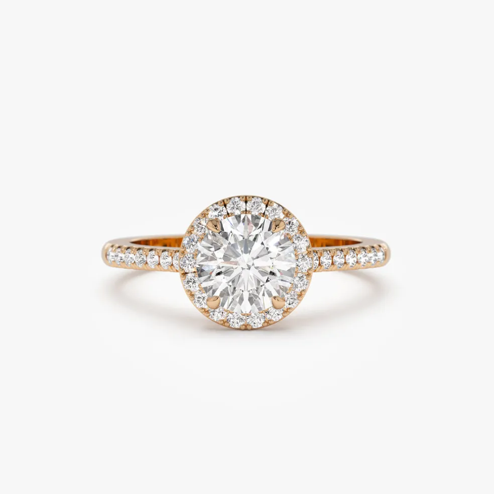 1.25 ctw 14K Halo Setting Round Brilliant Lab Grown Diamond Engagement Ring - Aria