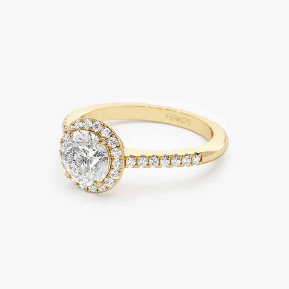 1.25 ctw 14K Halo Setting Round Brilliant Lab Grown Diamond Engagement Ring - Aria