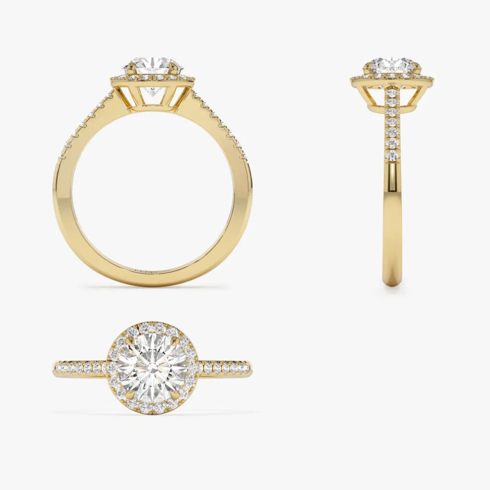 1.25 ctw 14K Halo Setting Round Brilliant Lab Grown Diamond Engagement Ring - Aria