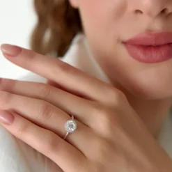 1.20 ctw 14k Halo Setting Round Lab Grown Diamond Engagement Ring - Vivien