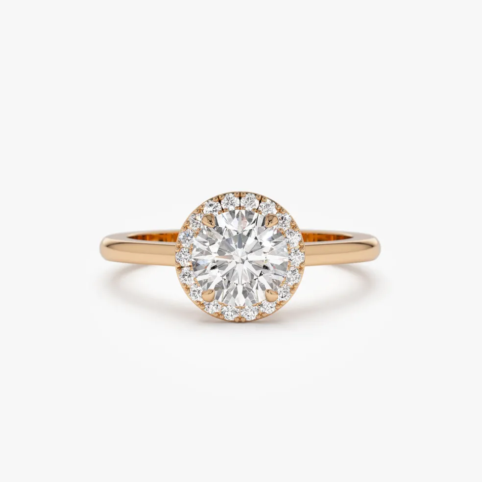 1.20 ctw 14k Halo Setting Round Lab Grown Diamond Engagement Ring - Vivien