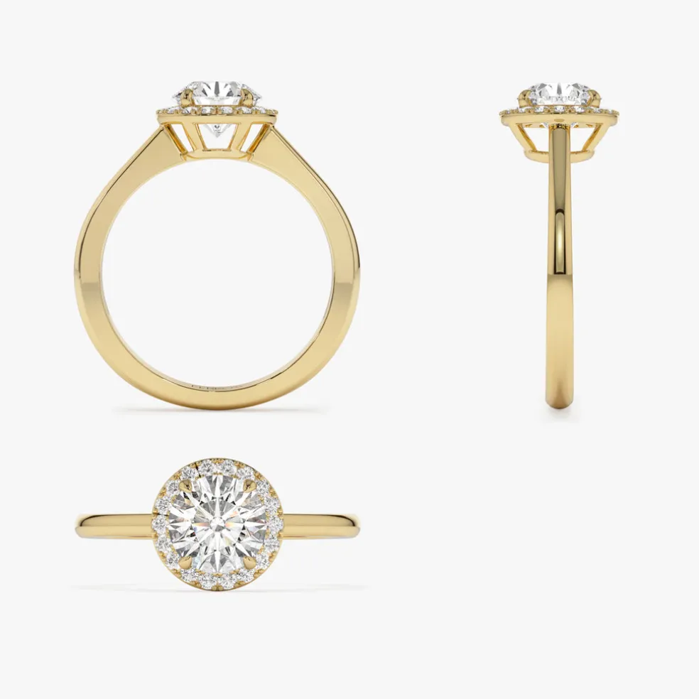 1.20 ctw 14k Halo Setting Round Lab Grown Diamond Engagement Ring - Vivien