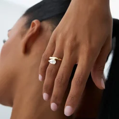 1.55 ctw 14k Lab Grown Pear Shaped Wave Diamond Engagement Ring - Sophie