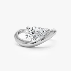 1.55 ctw 14k Lab Grown Pear Shaped Wave Diamond Engagement Ring - Sophie