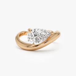 1.55 ctw 14k Lab Grown Pear Shaped Wave Diamond Engagement Ring - Sophie
