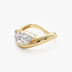 1.55 ctw 14k Lab Grown Pear Shaped Wave Diamond Engagement Ring - Sophie