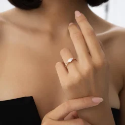0.75 ctw 14k Marquise Shaped East-West Lab Grown Engagement Ring - Olivia