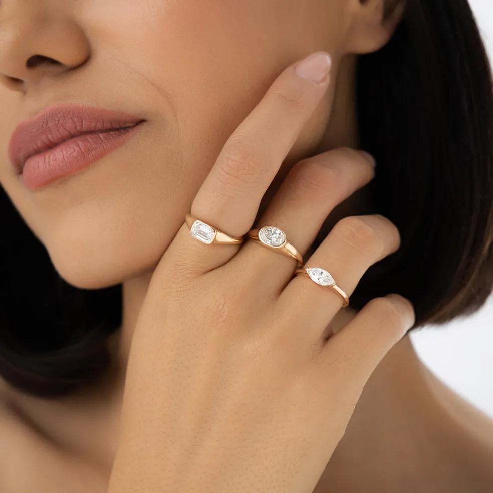 0.75 ctw 14k Marquise Shaped East-West Lab Grown Engagement Ring - Olivia
