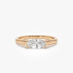 0.75 ctw 14k Marquise Shaped East-West Lab Grown Engagement Ring - Olivia