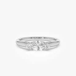 0.75 ctw 14k Marquise Shaped East-West Lab Grown Engagement Ring - Olivia