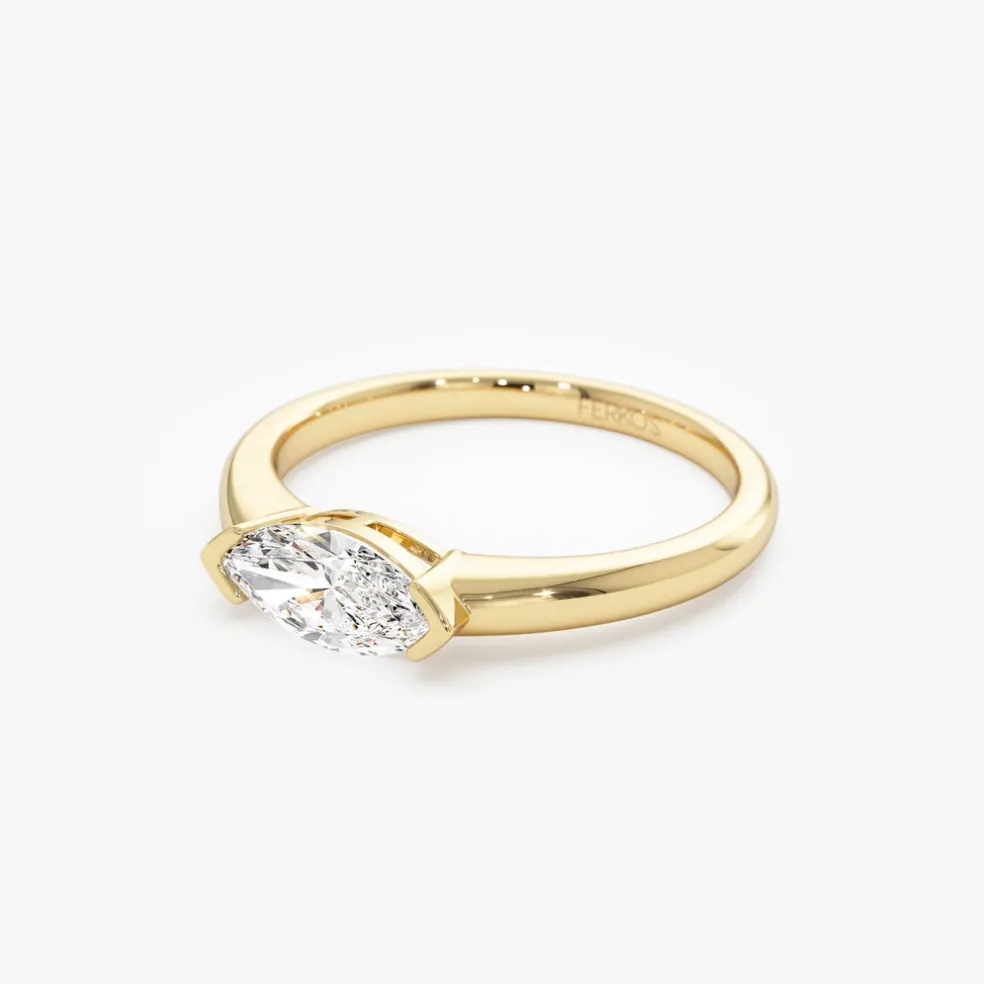 0.75 ctw 14k Marquise Shaped East-West Lab Grown Engagement Ring - Olivia